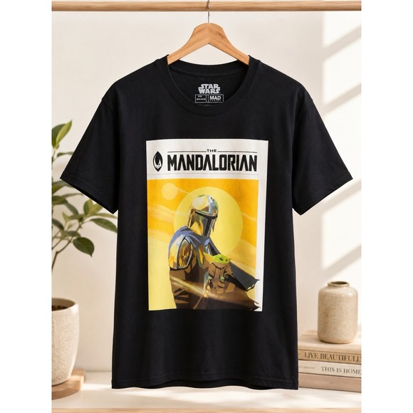 MAD Engine Other - Star Wars The Mandalorian Grogu Baby Yoda Graphic T-Shirt Men's Medium Black